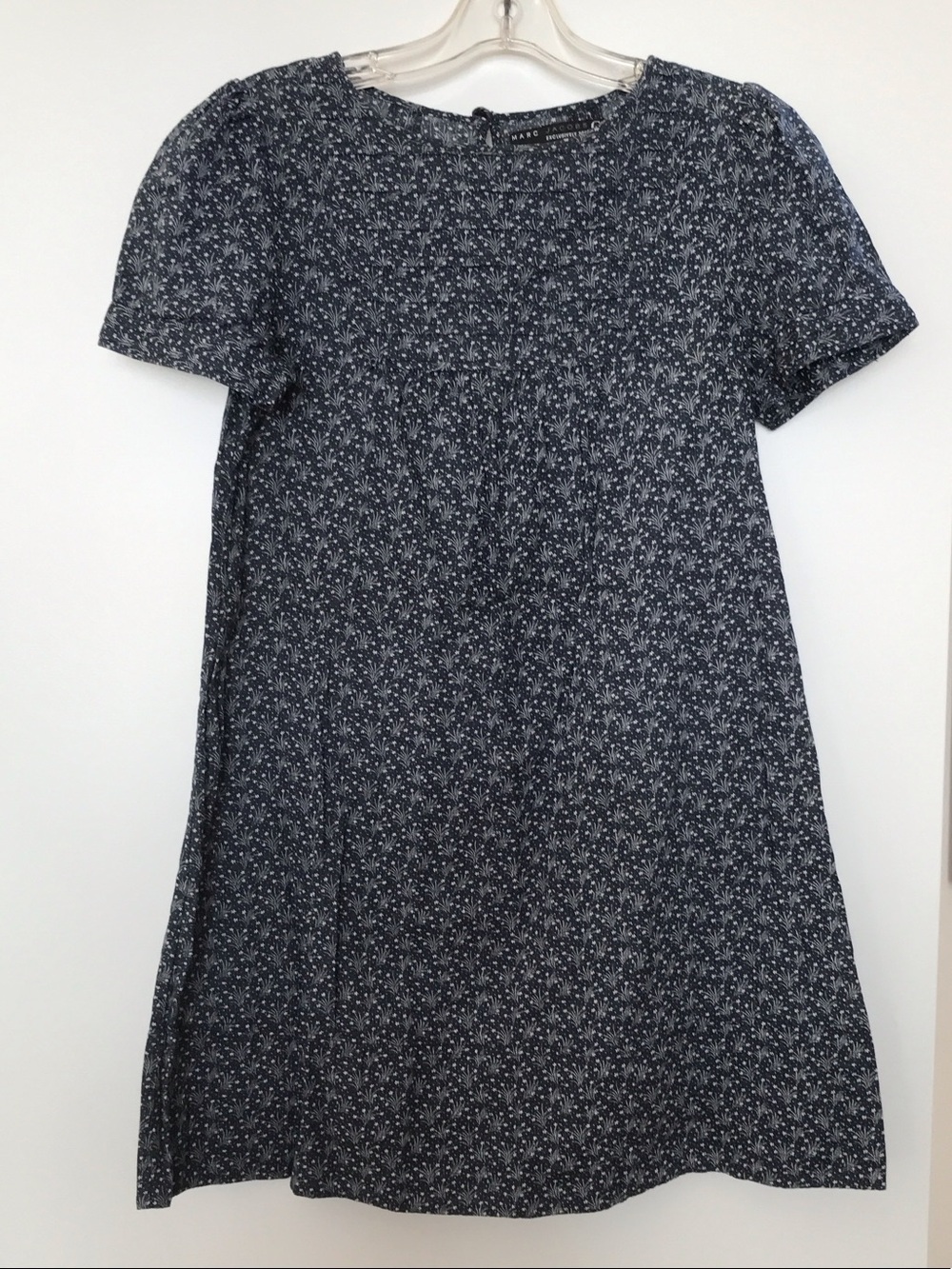 Marc Jacobs Navy Micro-Floral Short Sleeve Midi Dress